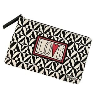 Brighton Love Zippered Makeup Bag Women's Black‎ White Valentine Hearts